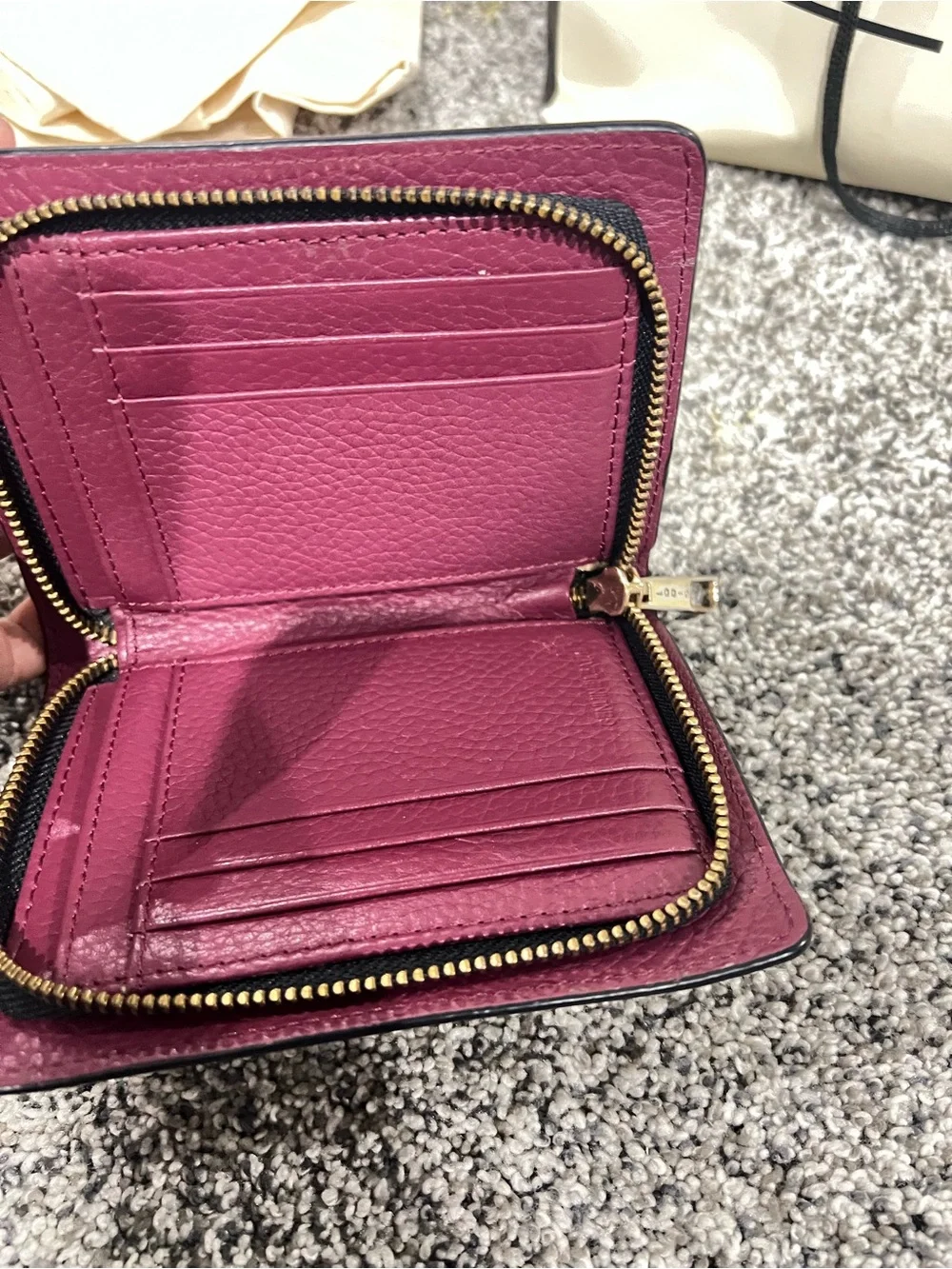 LODIS Genuine  Leather Zip Around  RFID Wallet Organizer Wine/Burgundy